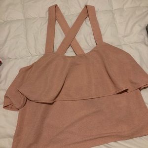 Texture and Thread Tiered Pink tank top
